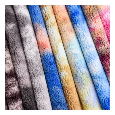Kleurrijke tie-dye deeltjes cashemere sherpa stof
