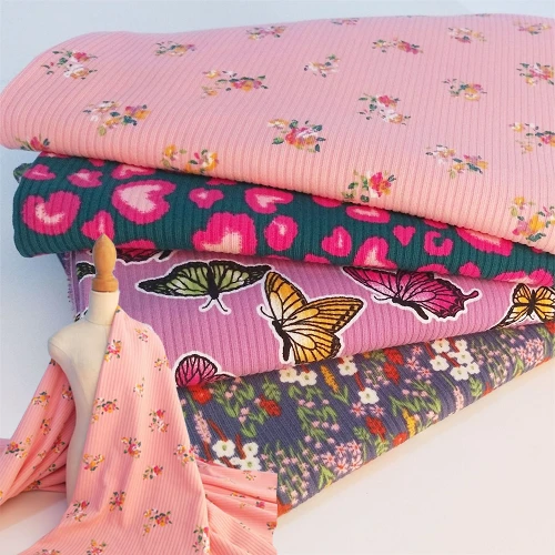 Jacquard Print Ribstof