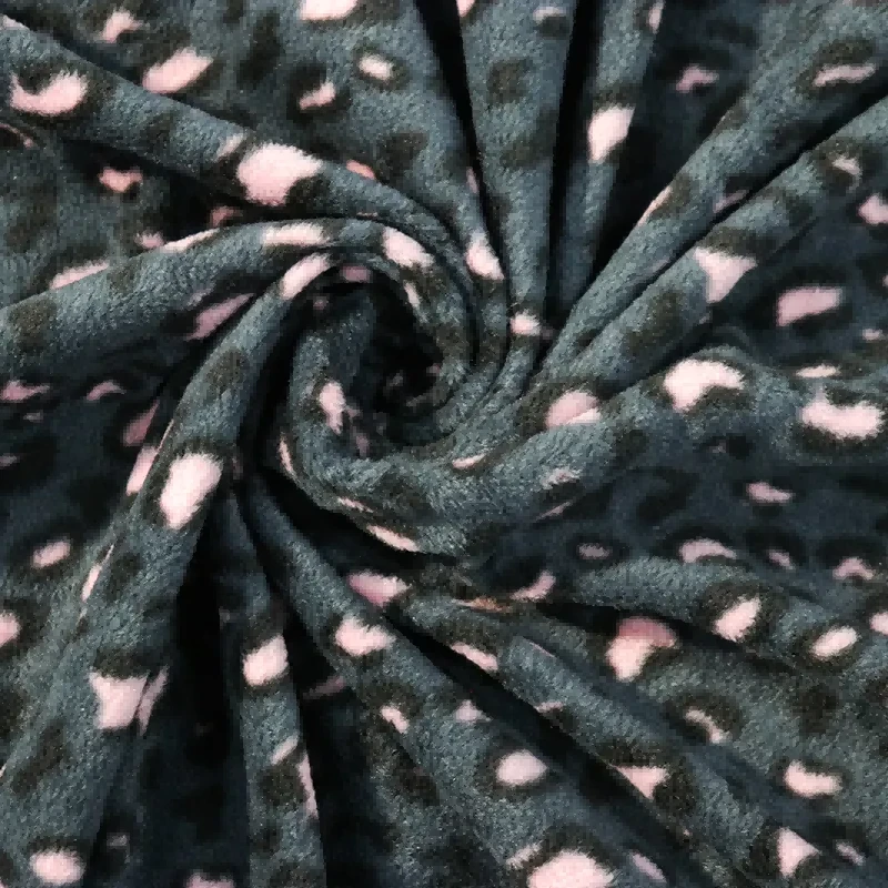 Polar fleece ribstof met luipaardprint