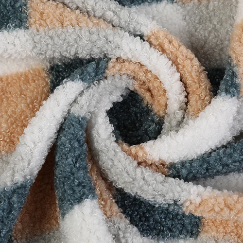 Sherpa fleece stof met geruite print