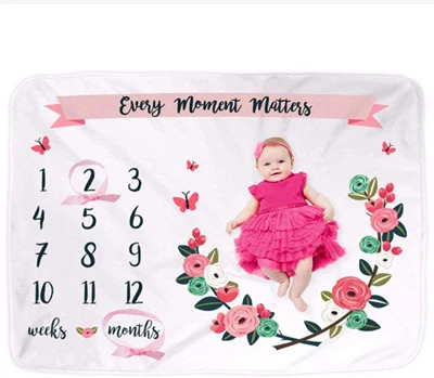 Gebreide Milestone-babydeken van 100% polyester