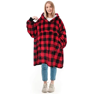 Plaid hoodie deken